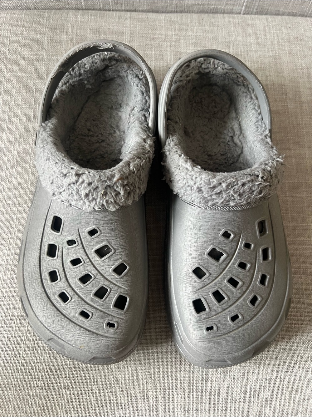 Esmara Women's Cozy Casual Faux-Fur Lined Grey Clog Mules w/ back strap, Size 6